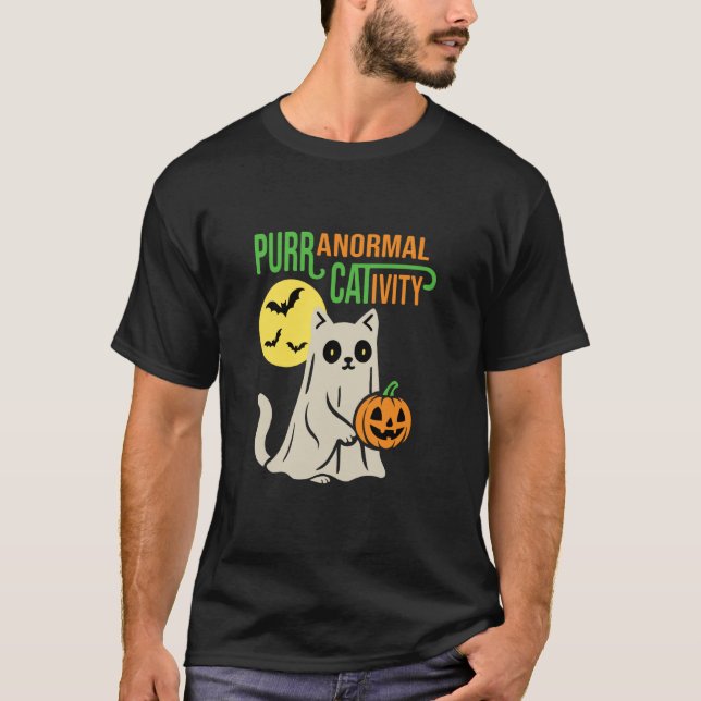 Purranormal Activity Halloween cat Funny T-Shirt (Front)