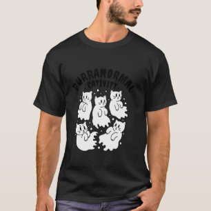 Purranormal Cativity Cute Cat Ghosts Cartoon Pun H T-Shirt