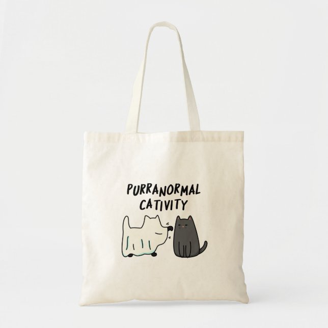 Purranormal Cativity Funny Halloween Cat Pun  Tote Bag (Front)