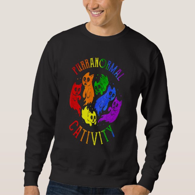 Purranormal Cativity Lgbt Cats Pride Cats Sweatshirt (Front)