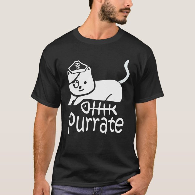 Purrate - Funny Cat Pirate T-Shirt (Front)
