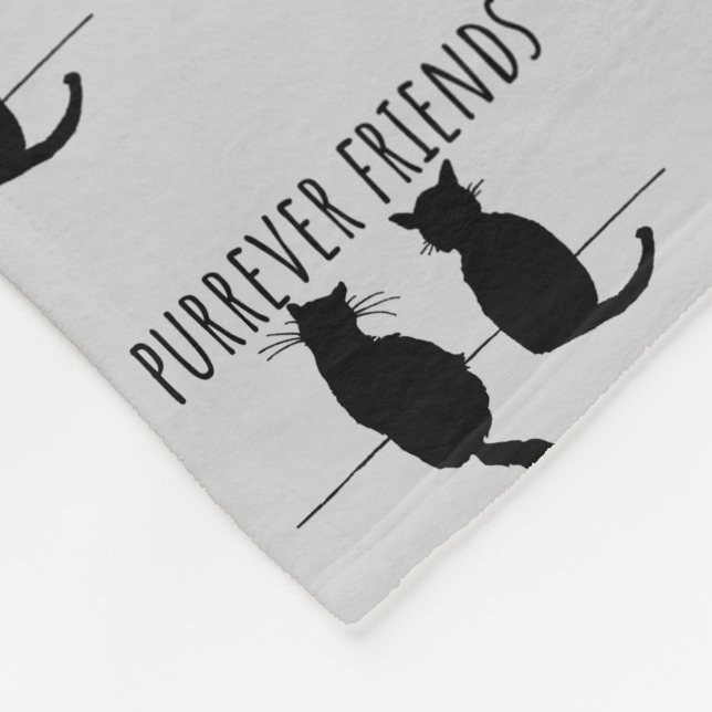 Purrever Friends Cute Cat Best Friends Fleece Blanket (Corner)