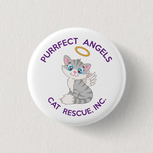 Purrfect Angels Cat Rescue pin button (Front)