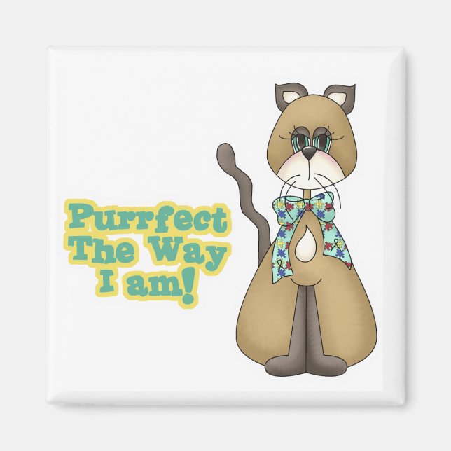 Purrfect Autism Awareness Kitty Cat Magnet (Front)