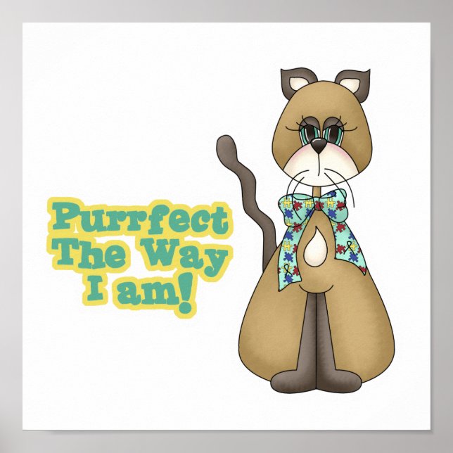 Purrfect Autism Awareness Kitty Cat Poster (Front)