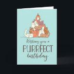 Purrfect Birthday Funny Cat Lover Birthday Card<br><div class="desc">Wishing you a purrfect birthday. Funny,  humourous and sometimes sarcastic birthday cards for your family and friends. Get this fun card for your special someone. Visit our store for more cool birthday cards.</div>