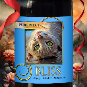 Purrfect Bliss Funny Cat Wine Label