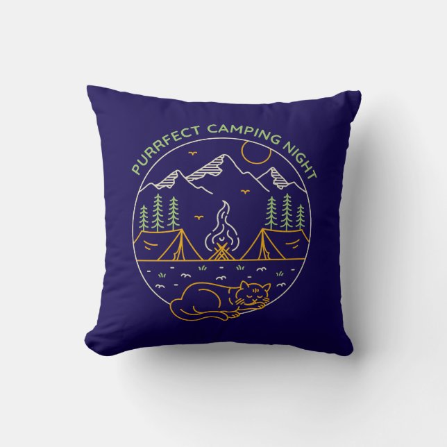 Purrfect Camping Night Cushion (Front)