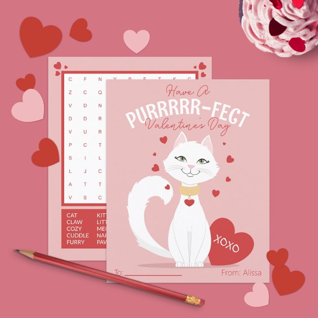 Purrfect Cat Kids Valentine's Day Card (Creator Uploaded)