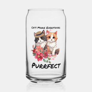 purrfect cat quote can glass