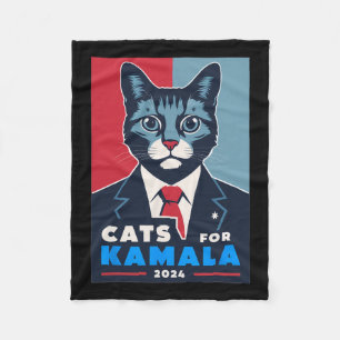 Purrfect Cats For Kamala Harris 2024 President Fleece Blanket
