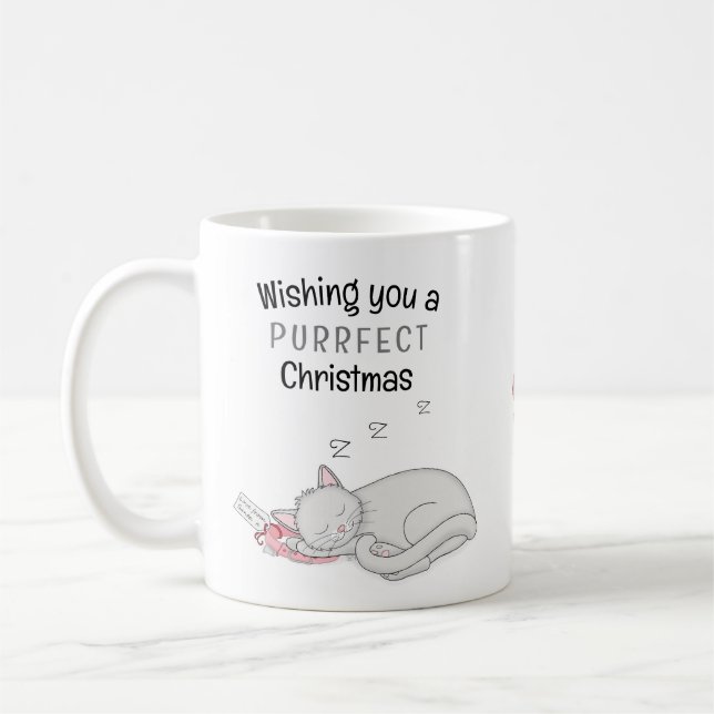 Purrfect Christmas Sleeping Cat Mug (Left)