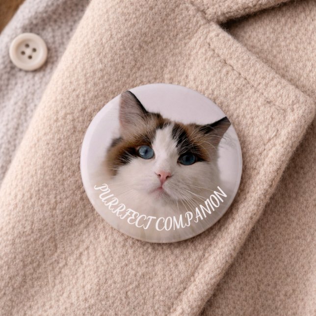 Purrfect Companion Custom Pet Photo Cat Lover 3 Cm Round Badge (purrfect companion button)
