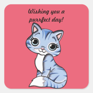 Purrfect Day Square Sticker