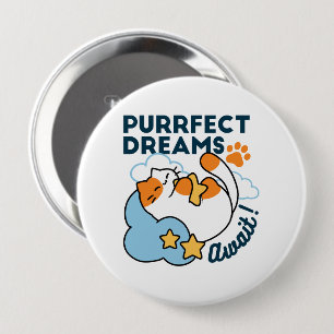 Purrfect Dreams Await – Cute Sleeping Cat Dreamy 10 Cm Round Badge