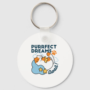 Purrfect Dreams Await – Cute Sleeping Cat Dreamy Key Ring