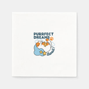 Purrfect Dreams Await – Cute Sleeping Cat Dreamy Napkin
