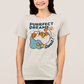 Purrfect Dreams Await – Cute Sleeping Cat Dreamy Tri-Blend Shirt