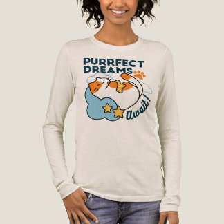 Purrfect Dreams Await – Cute Sleeping Cat Dreamy Tri-Blend Shirt