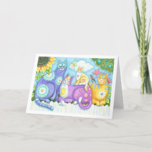 PURRFECT FELINE FRIENDS, CAT GREETING CARD Blank