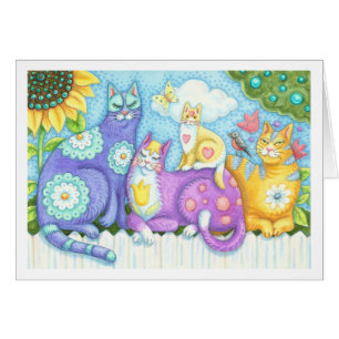 PURRFECT FELINE FRIENDS, CAT GREETING CARD Blank