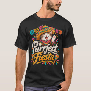 Purrfect Fiesta – Cute Cat in Sombrero T-Shirt