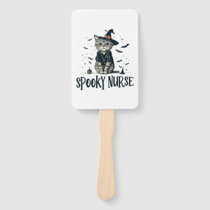 Purrfect for Night Shifts - One Spooky Nurse Cat D Hand Fan