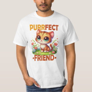 Purrfect Friend pun Cute orange cat kitten cartoon T-Shirt