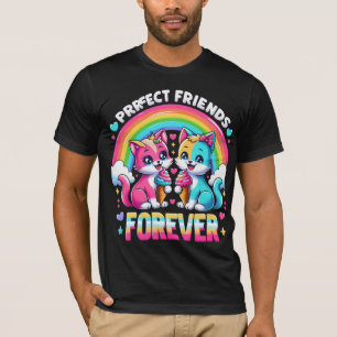 Purrfect Friends Forever Cute Cat Rainbow T-Shirt