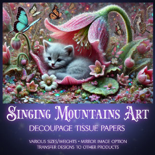 Purrfect Garden Cat Magic Decoupage  Tissue Paper