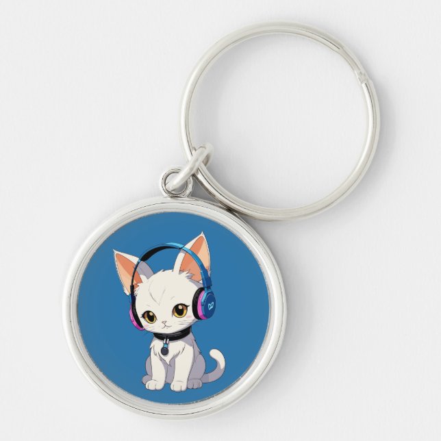 Purrfect Kawaii Cat Key Ring (Front)