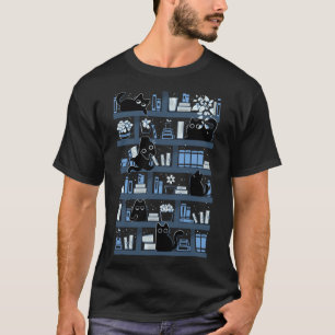 Purrfect Library Cats On A Bookshelf Cute Book Rea T-Shirt