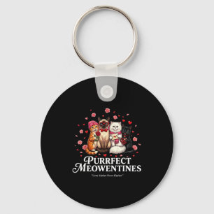 Purrfect Meowentines Cute Valentine Cat Lovers Key Ring