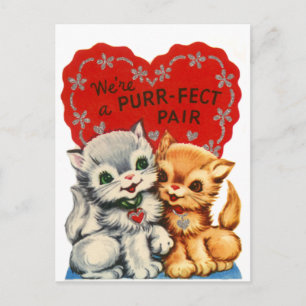 Purrfect Pair Kitty Valentine Holiday Postcard