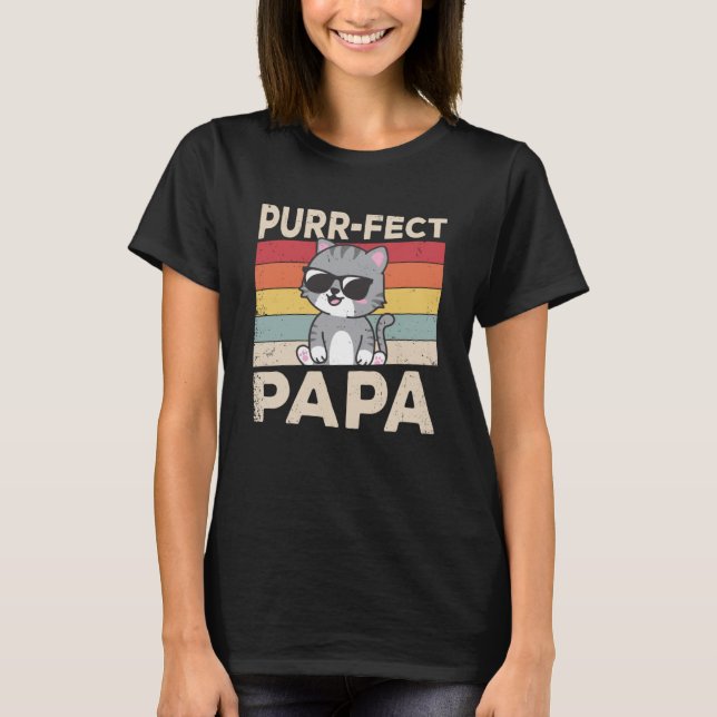 Purrfect Papa Cat  Dad Cats Owner Pet Animals Grap T-Shirt (Front)