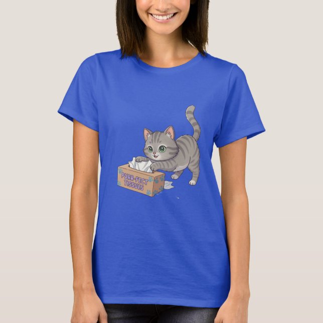 Purrfect Tissue Box Cat T-Shirt (Front)