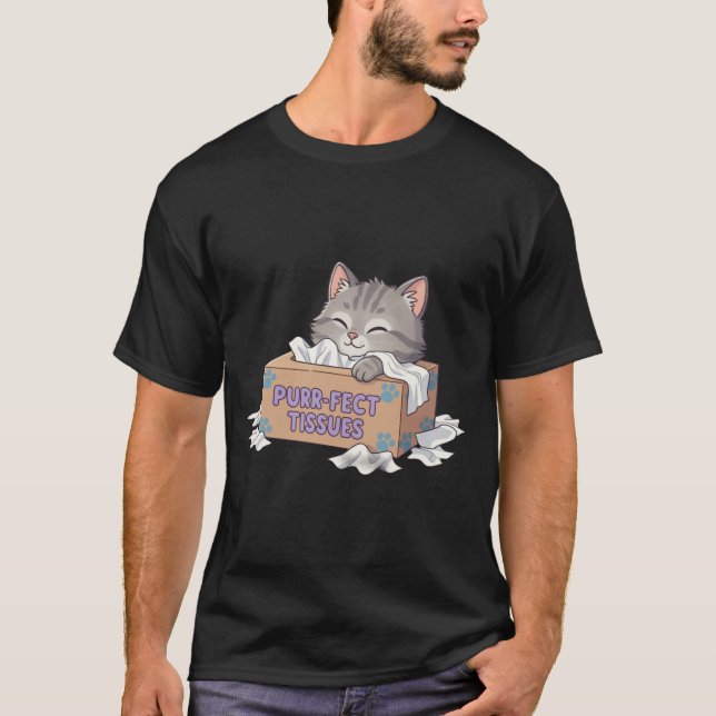 Purrfect Tissue Box Cat T-Shirt (Front)