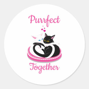 Purrfect Together Cute Cats Valentine Classic Round Sticker