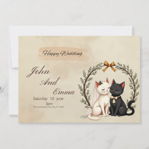 Purrfect Union: John and Emma's Whimsical Wedding  Invitation