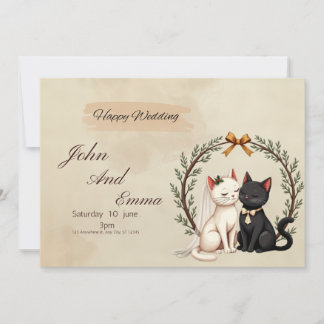 Purrfect Union: John and Emma's Whimsical Wedding  Invitation
