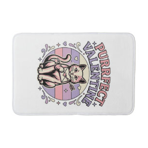 Purrfect Valentine Cat Valentine Love Vintage Vect Bath Mat
