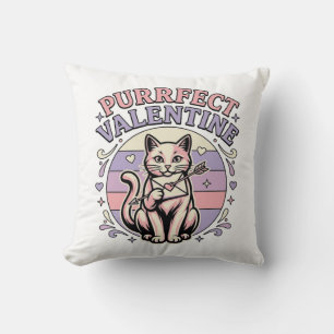 Purrfect Valentine Cat Valentine Love Vintage Vect Cushion