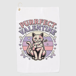 Purrfect Valentine Cat Valentine Love Vintage Vect Golf Towel