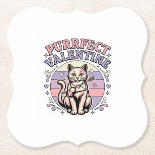 Purrfect Valentine Cat Valentine Love Vintage Vect Paper Coaster