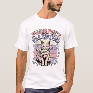 Purrfect Valentine Cat Valentine Love Vintage Vect T-Shirt