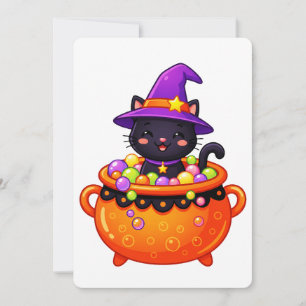Purrfect Witch in Cauldron Invitation