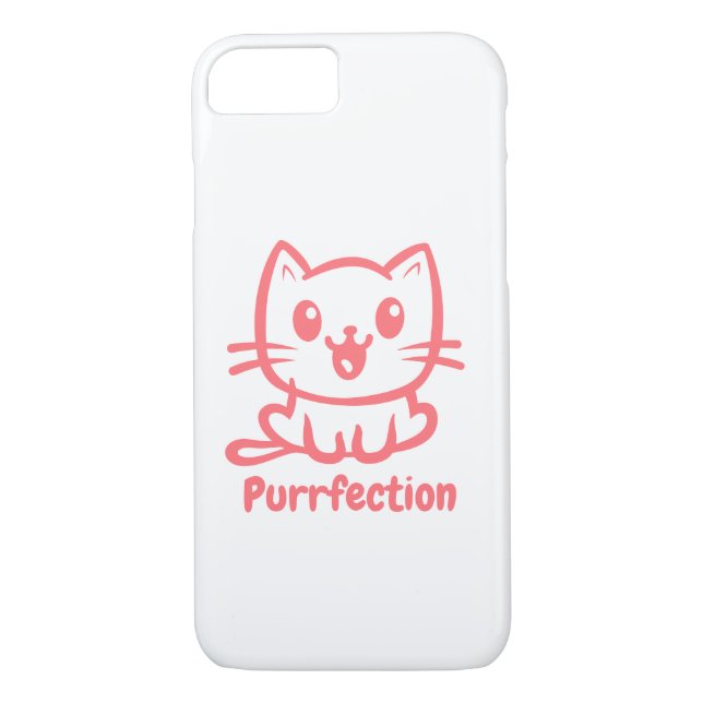 Purrfection, Very Cute Anime Cat Case-Mate iPhone Case (Back)