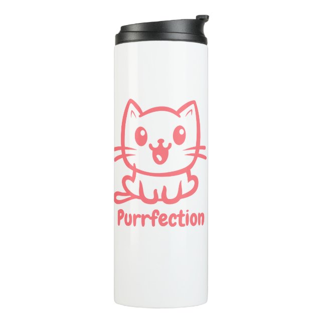 Purrfection, Very Cute Anime Cat Thermal Tumbler (Rotated Left)