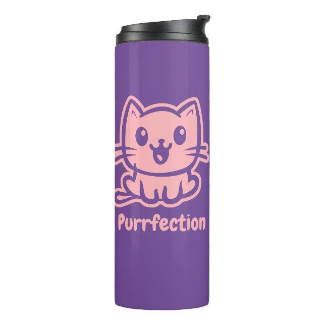 Purrfection, Very Cute Anime Cat Thermal Tumbler (Rotated Left)