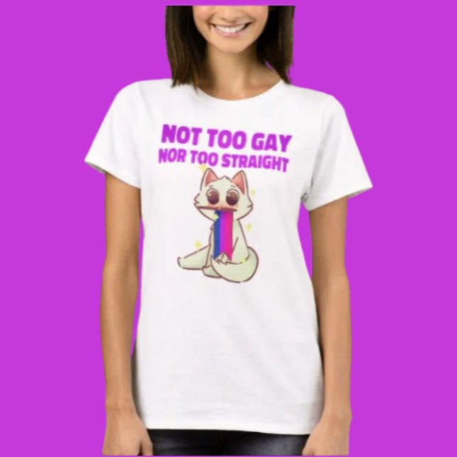 Purrfectly Bi: Not Too Gay Nor Too Straight Cat  T-Shirt (Creator Uploaded)